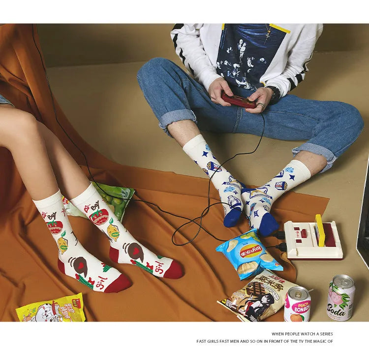 Colorful Graffiti Harajuku Flower Socks Set