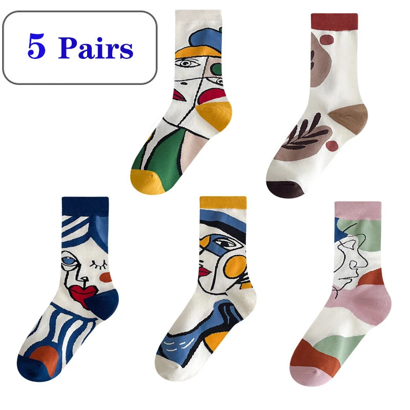 Colorful Graffiti Harajuku Flower Socks Set