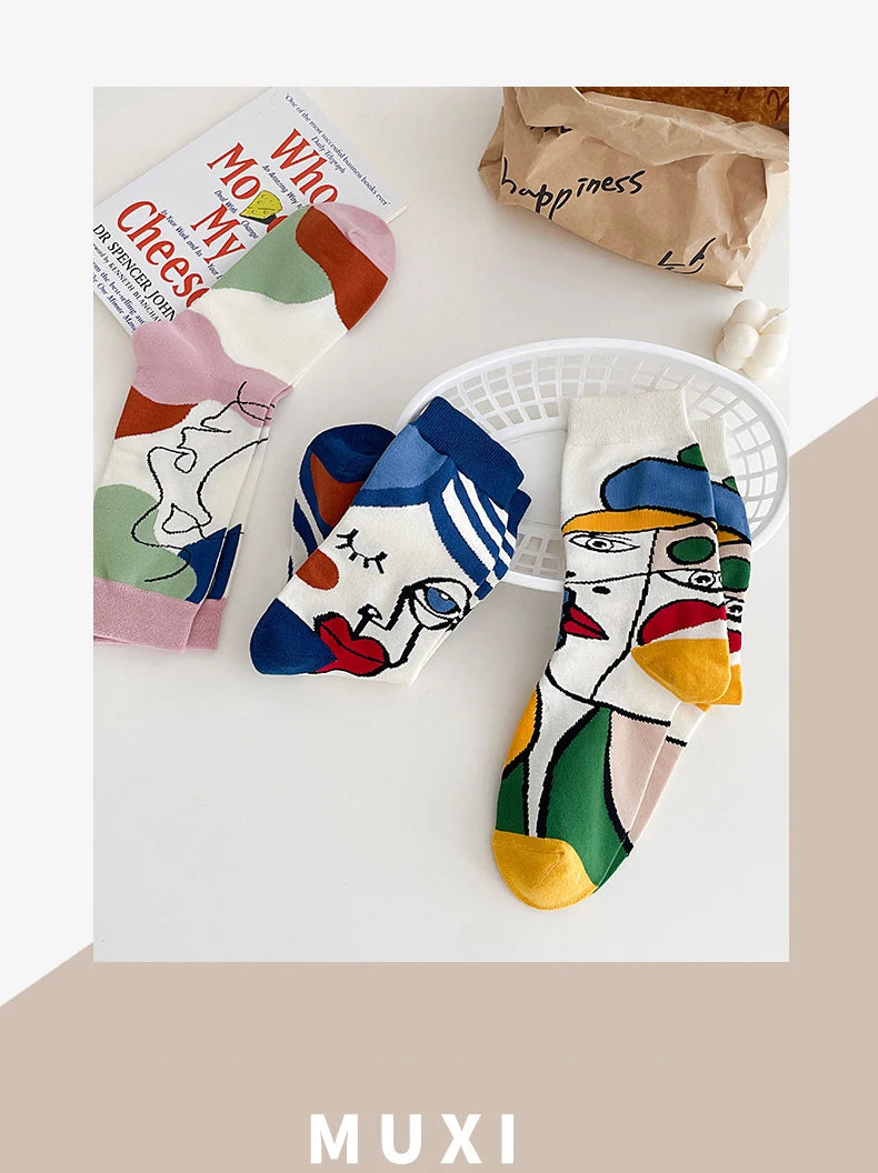 Colorful Graffiti Harajuku Flower Socks Set