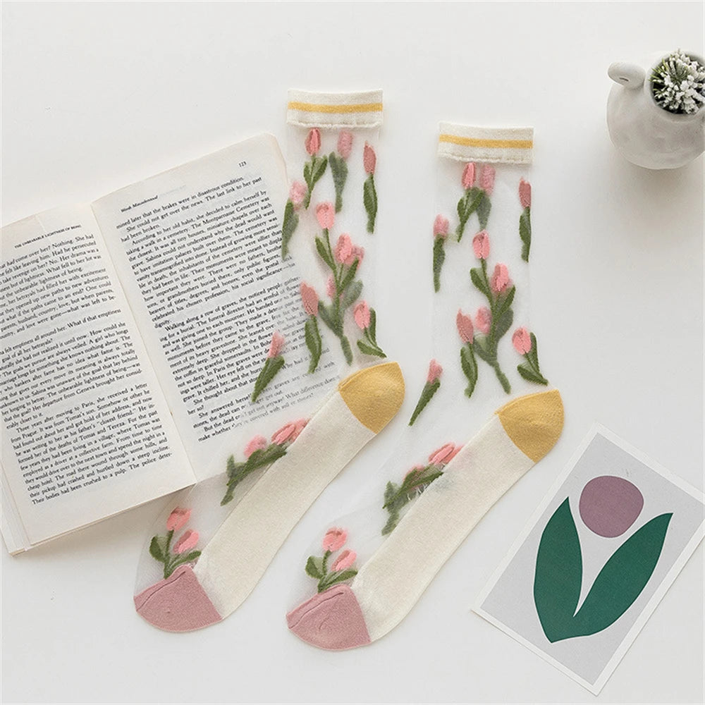 Ultra Thin Tulip Transparent Fairy Style Socks