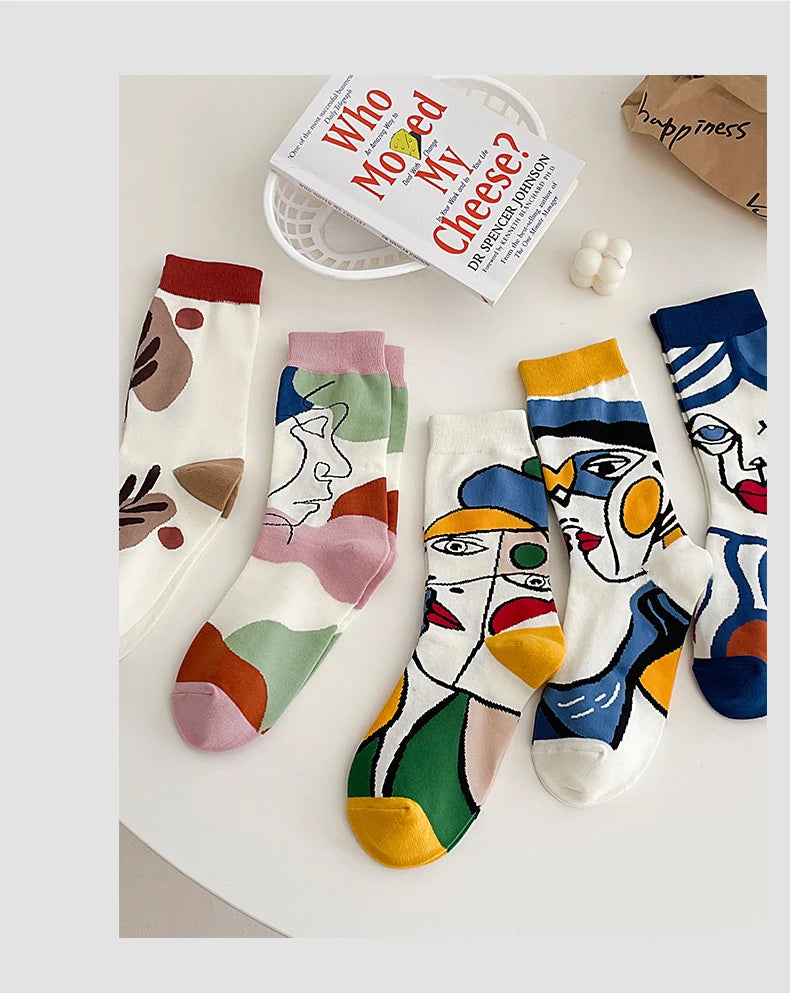 Colorful Graffiti Harajuku Flower Socks Set