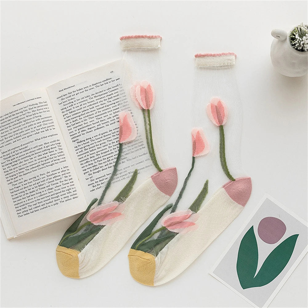 Ultra Thin Tulip Transparent Fairy Style Socks