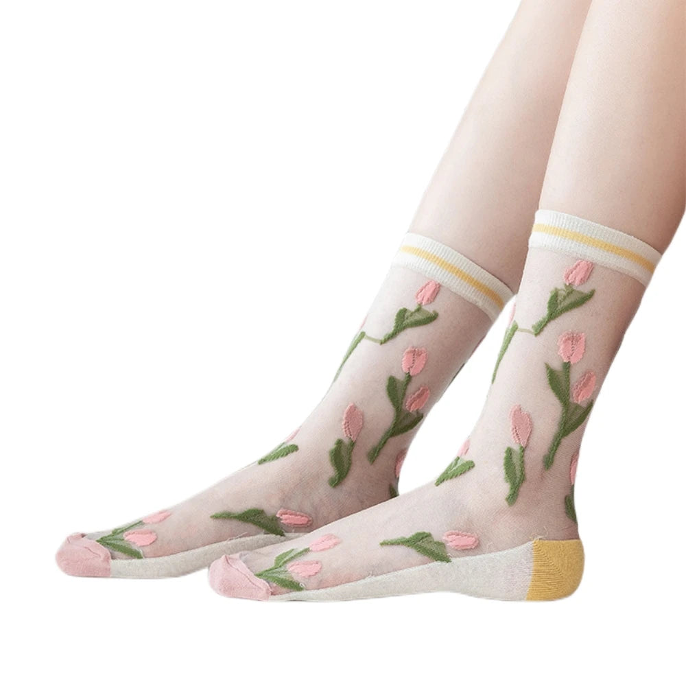 Ultra Thin Tulip Transparent Fairy Style Socks