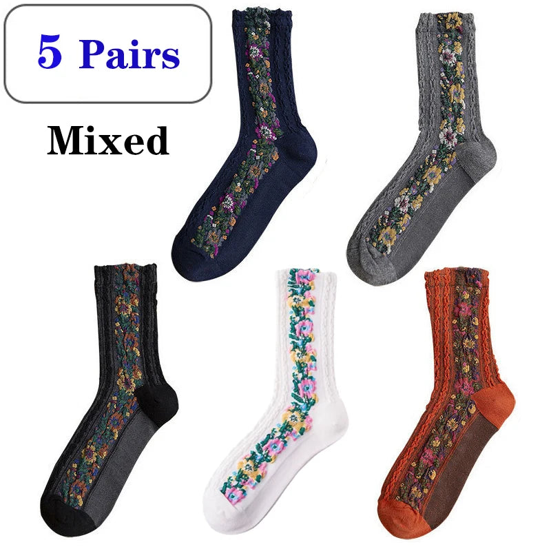 Colorful Graffiti Harajuku Flower Socks Set