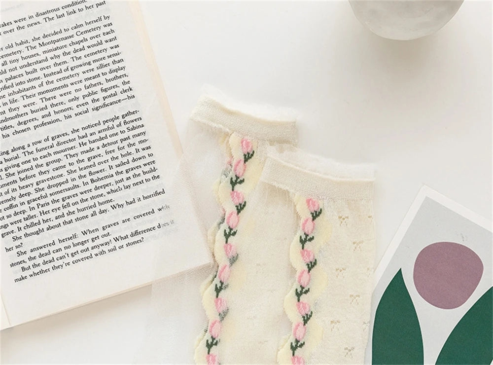 Ultra Thin Tulip Transparent Fairy Style Socks