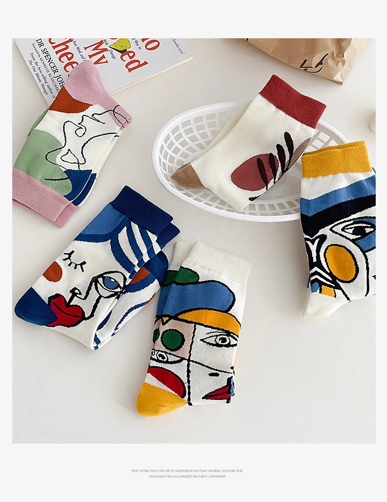 Colorful Graffiti Harajuku Flower Socks Set