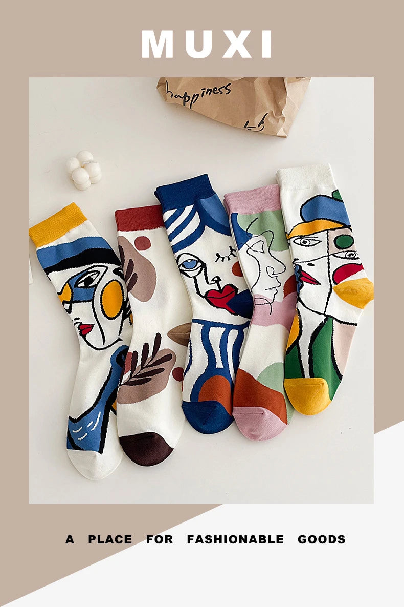Colorful Graffiti Harajuku Flower Socks Set