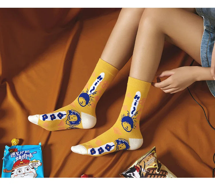 Colorful Graffiti Harajuku Flower Socks Set