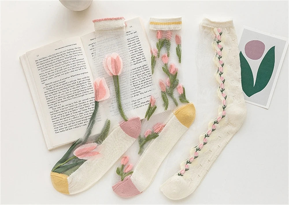 Ultra Thin Tulip Transparent Fairy Style Socks