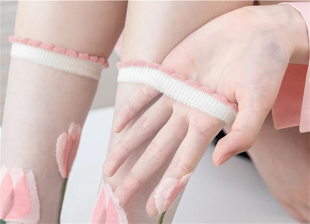 Ultra Thin Tulip Transparent Fairy Style Socks