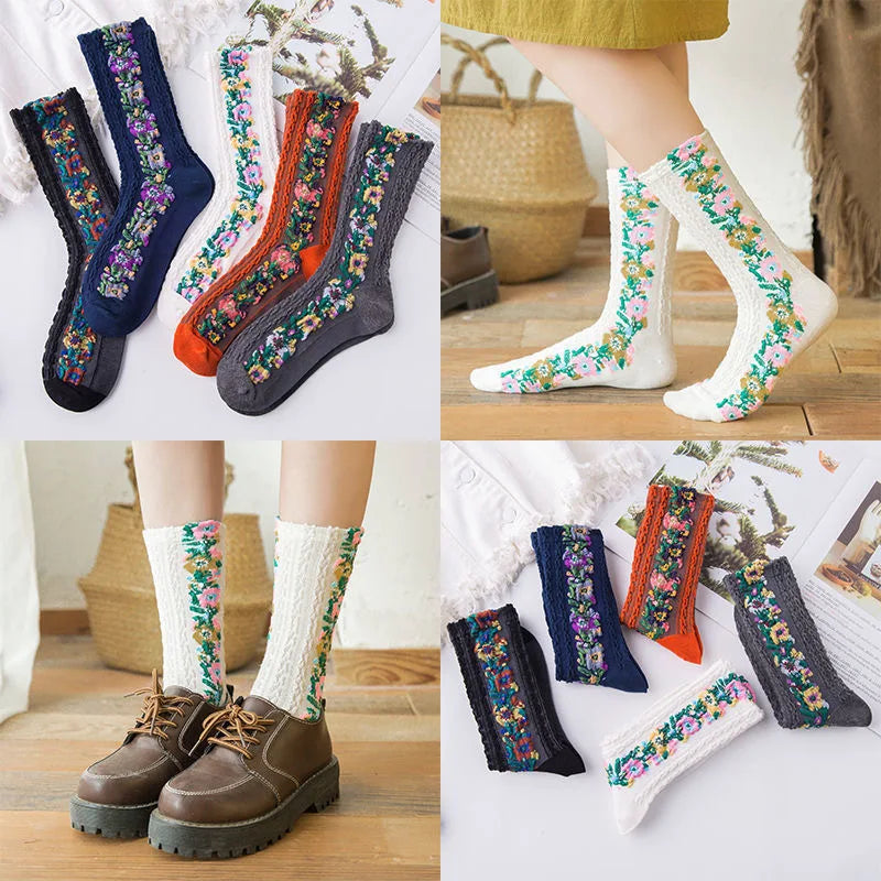 Colorful Graffiti Harajuku Flower Socks Set