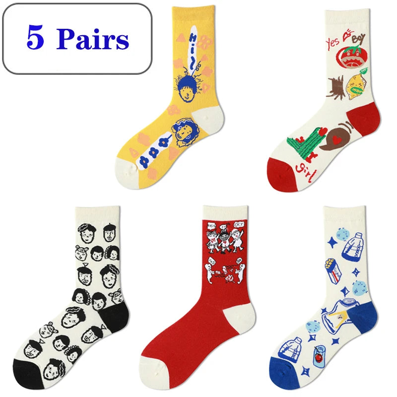 Colorful Graffiti Harajuku Flower Socks Set