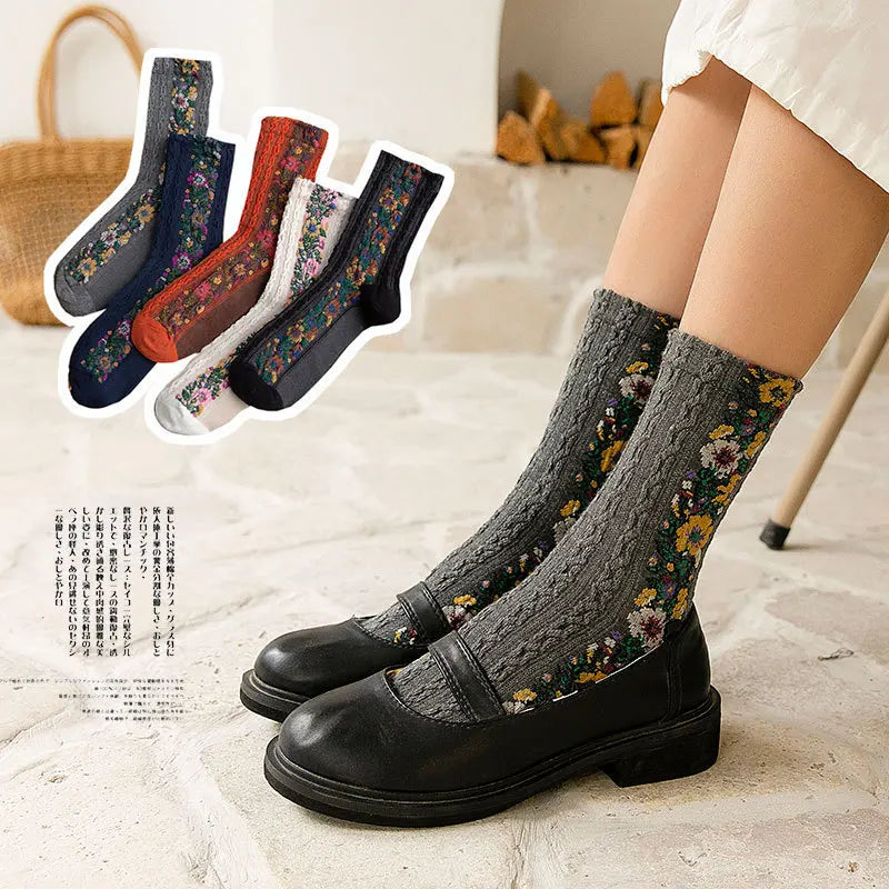 Colorful Graffiti Harajuku Flower Socks Set