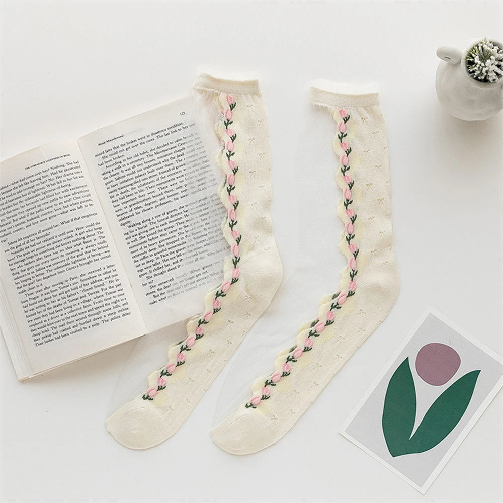 Ultra Thin Tulip Transparent Fairy Style Socks