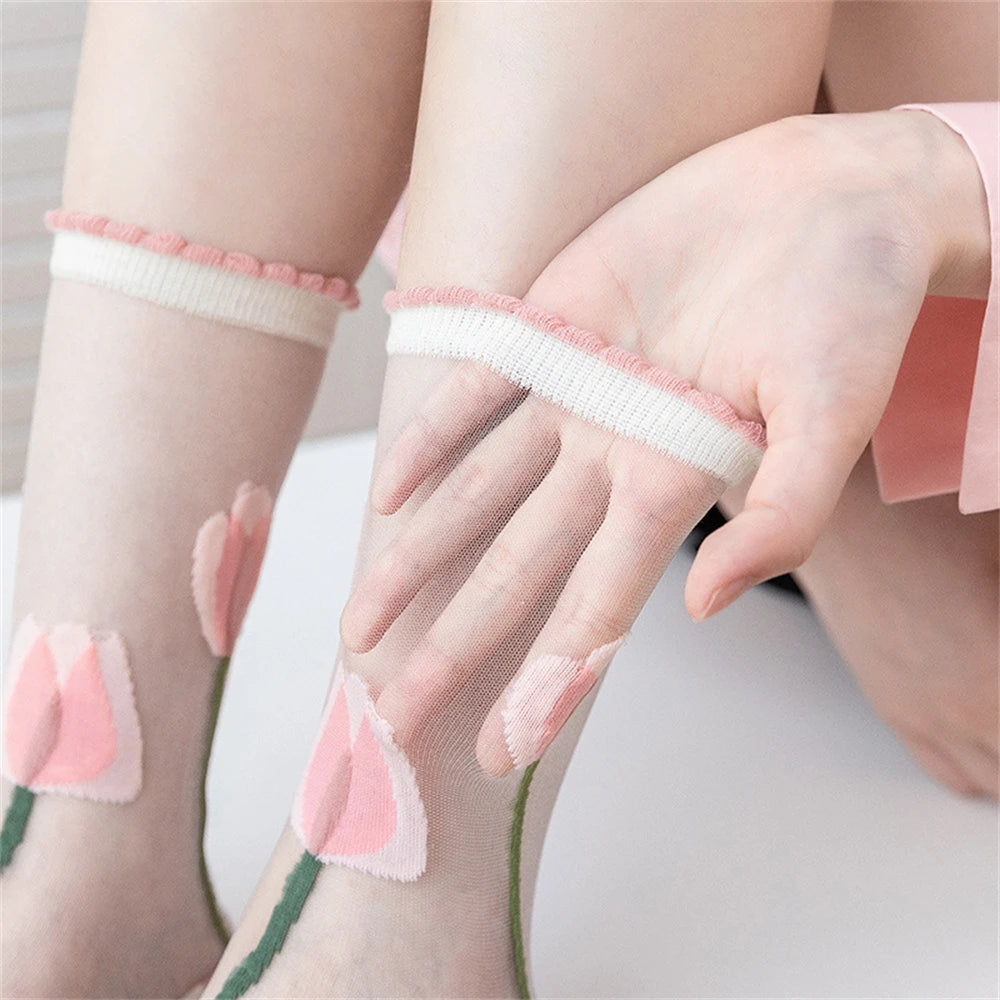 Ultra Thin Tulip Transparent Fairy Style Socks