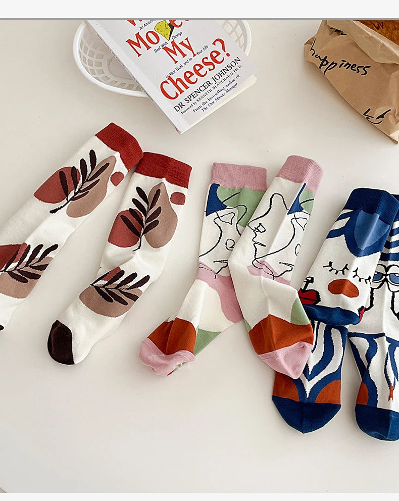 Colorful Graffiti Harajuku Flower Socks Set