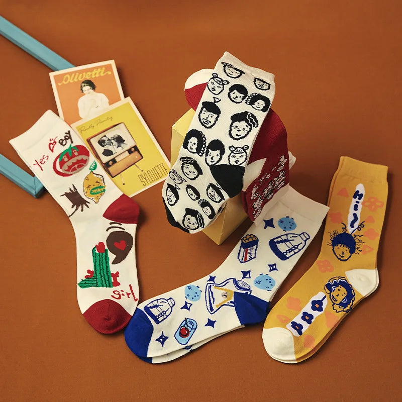 Colorful Graffiti Harajuku Flower Socks Set