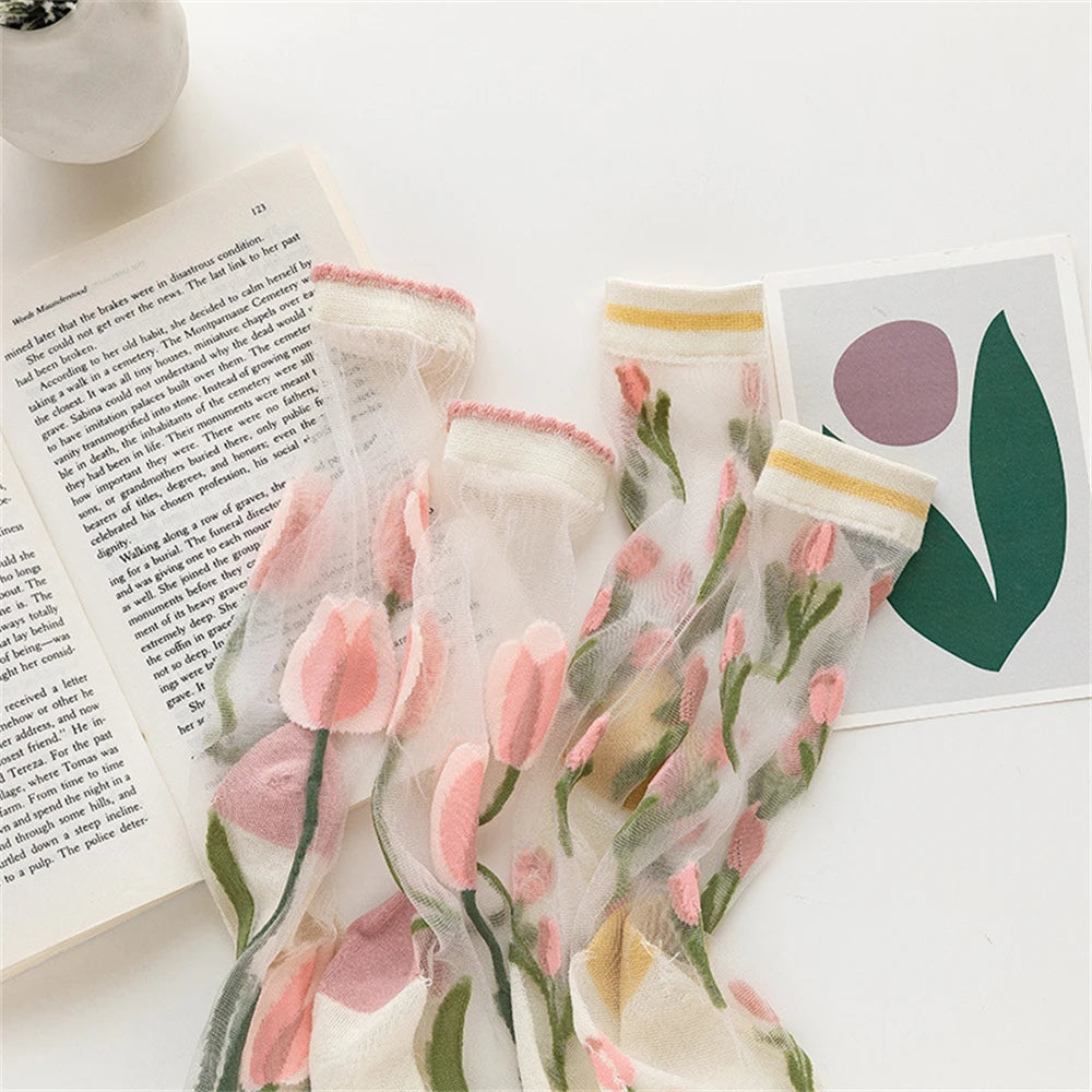 Ultra Thin Tulip Transparent Fairy Style Socks