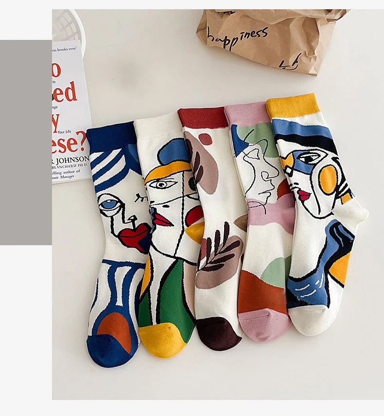 Colorful Graffiti Harajuku Flower Socks Set